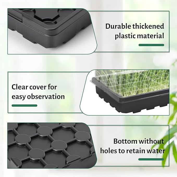 MIXC 5 Pack 1020 Seed Starter Trays with 3.6" Humidity Dome Plant Growing Tray Germination Seed Starting kit, Mini Greenhouse with Handle for Cloning Plant - Image 4