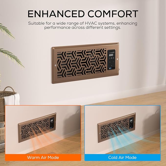 4"x10" Quiet Register Booster Fan - Energy Efficient HVAC Vent Booster Fan for Enhanced Home Airflow, Dimmable Display & Easy Installation-Airvent T4-12S - Image 9