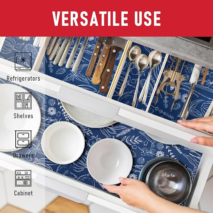 Cooyes 2 in 1 Shelf Liner for Refrigerator, 6 Pack, 12“ × 24”, Fridge Drawer & Shelf Liners for Kitchen Cabinets Non-Adhesive, Breathable Cloth Material, Keep Produce Fresh Longer - Image 7