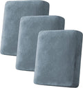 H.VERSAILTEX Velvet Stretch Couch Cushion Cover Plush Cushion Slipcover for Sofa Cushion Furniture Protector Seat Cushion Sofa Cover (3 Piece Sofa Cushion Covers, Stone Blue) by HVERSAILTEX
