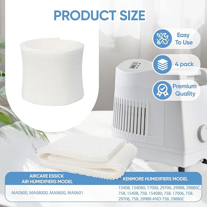 4 Pack MAF2 Humidifier Super Wick Wicking Filter Compatible with Aircare Esscik Air MAF2 MiostAIR MA0800 MA08000 MA0600 MA0601 and Replacement for Kenmore 15408 29988 Humidifiers - Image 2
