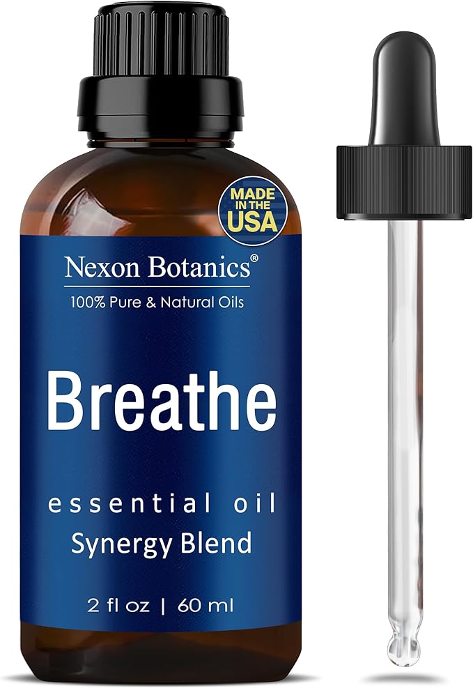 Breathe Essential Oil Blend 60 ml - Breath Sinus Relief with Menthol Oils - for Humidifiers, Diffusers, and Aromatherapy - Nexon Botanics by NexonBotanics