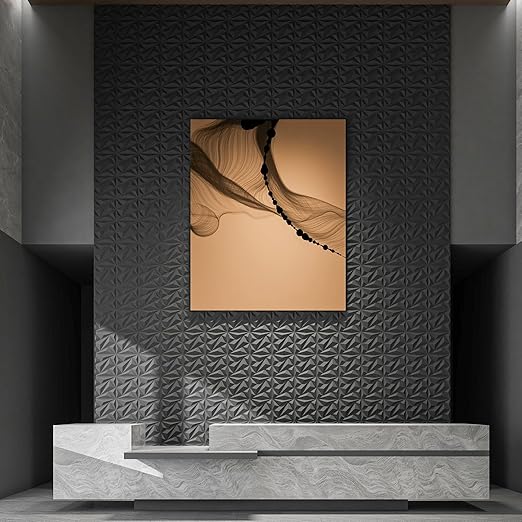 Art3dwallpanels 50 Pack 3D Wall Panel Diamond for Interior Wall Décor, PVC Flower Textured Wall Panels for Living Room Lobby Bedroom Hotel Office, Black, 12''x12'' - Image 8