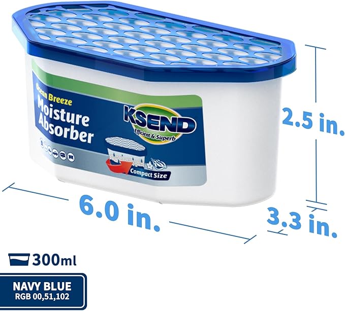 Moisture Absorbers, 12 Pack, Compact Dehumidifier for Closet, Efficient Humidity Absorber Boxes, Moisture Absorber for Closet, Odor Eliminator with Ocean Fragrance, Navy Blue, 6.4oz, 300ml - Image 2