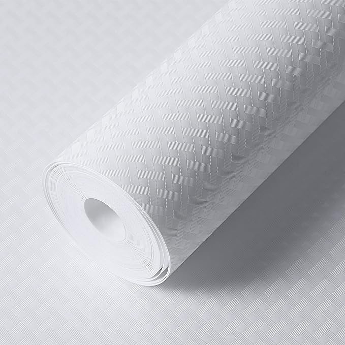 Shelf Liners for Kitchen Cabinets Refrigerator Liners Waterproof & Oil-Proof Kitchen Cupboard Liner Non-Slip Drawer Mats EVA Non Adhesive Fridge Liner for Shelves-White 11.8 x 59 Inches by StaHom