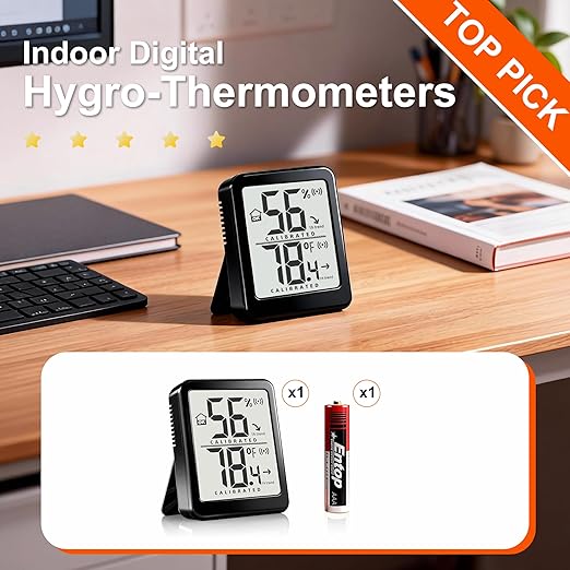 Antonki Room Thermometer Small Hygrometer Indoor Humidity Monitor Sensor, Digital Temperature and Humidity Meter Gauge for Home, Baby Nursery, Reptile, Greenhouse - Battery Included - Image 7