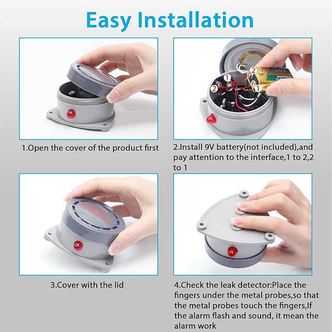 Water Leak Detector 5 Pack, Shackcom Water Alarm 110DB, Wireless, Waterproof & Battery-Operated, Audio and Light Alerts for Bathroom, Kitchen & Home Security ( Battery Not Included ) - Image 6