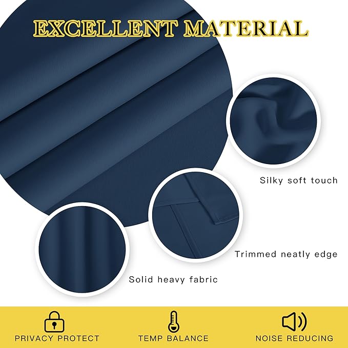 NICETOWN Room Darkening Curtain for Living Room - Energy Saving Thermal Insulated Grommet Room Darkening Curtain/Drape for Bedroom (1 Panel, 46 by 72, Moroccan Blue) - Image 2