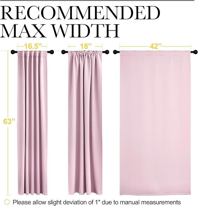 NICETOWN Blackout Curtain Panels for Living Room - (Baby Pink Color) 42x63 Inch, 2 Panels Set, Thermal Insulated Room Darkening Blackout Drapes/Draperies with Rod Pocket & Back Tab for Window - Image 7