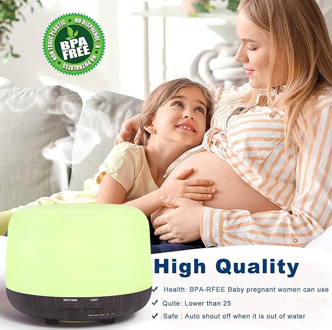 300ML Remote Control Air Diffusers for Essential Oil, Aroma Ultrasonic Scent Diffuser, Aromatherapy Humidfier Diffuser, 7 Color Changing LED Light, Auto-Off, Timer for Home, Room, Office, Kids - Image 3