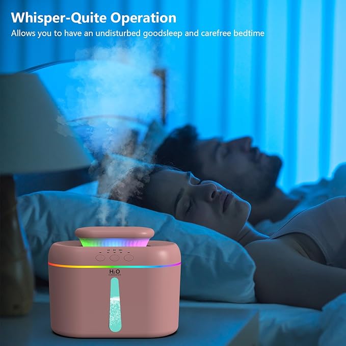 2L humidifiers for bedroom Room Home Ultra-Quiet 28 dB Quiet Supersized Cool Mist Air Humidifier for Baby Nursery，Dual Nozzie，Easy to Clean & Fill, 7 Color NightLight (Light Pink) - Image 7