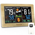 Newentor Weather Station Wireless Indoor Outdoor Thermometer, Color Display Digital Weather Thermometer with Atomic Clock, Barometric Pressure, Forecast Station with Adjustable Backlight, Wood by Newentor