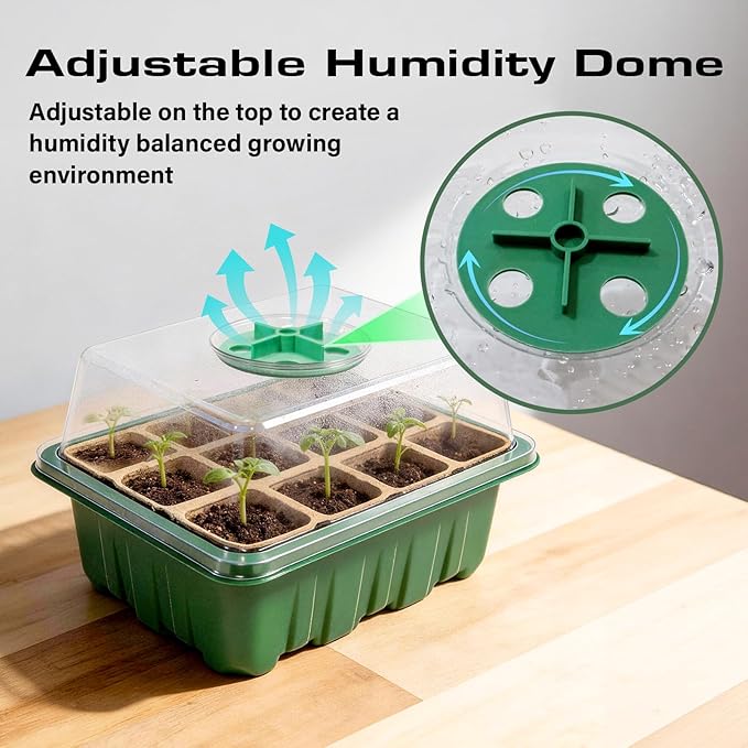 Seed Starter Tray Kit 10 Pack, Seed Starting Trays with Humidity Dome (120 Cells Total), Plant Germination Trays Complete Mini Greenhouse for Seed Growing & Seedlings - Image 3