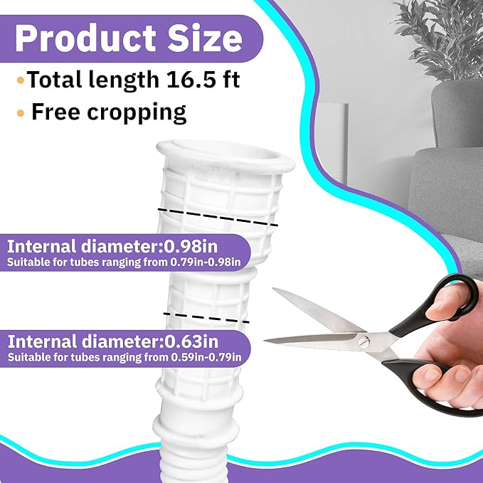 16.5FT Portable Dehumidifier DrainHose - Cuttable Rubber Adapter & Clamp, Flexible Universal AC Replacement Hose Kit - Image 5