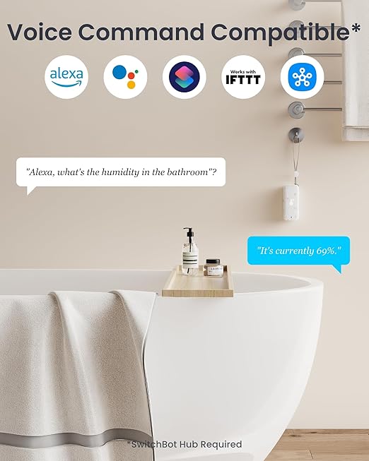 SwitchBot Bluetooth Hygrometer Thermometer 3 Pack with Hub, Smart Humidity Temperature Sensor with App Notifications, 394ft Bluetooth Range, Compatible with Alexa, Google Home, HomeKit - Image 8
