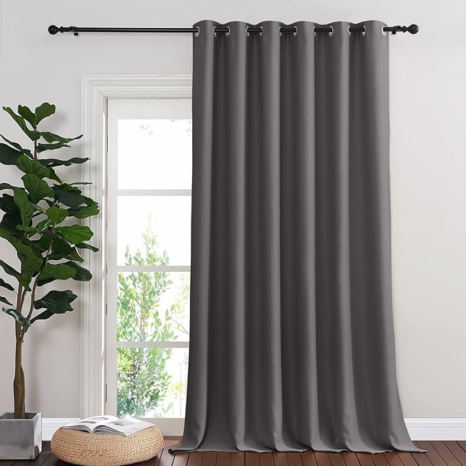 NICETOWN Patio Door Curtain 95 inch Length, Grommet Top Thermal Insulated Blackout Panels Curtain Drapes for Sliding Glass Door (Gray, 80" Wide, 1 Panel) by NICETOWN