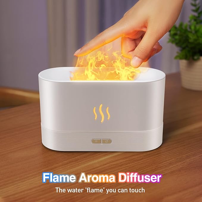 Colorful Flame Air Aroma Diffuser Humidifier, Upgraded 7 Flame Color Noiseless Essential Oil Diffuser for Home,Office,Yoga with Auto-Off Protection 180ml (8Hours White) - Image 3