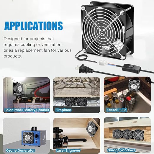 GDSTIME AXIAL Fan 12038, 110V 120V AC 120mm Fan, Ventilation Exhaust Projects Cooling Fan - Image 2