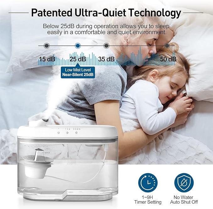 Top Fill Humidifiers for Bedroom Large Room, Super Easy Clean Humidifier with Only 3 Washable Parts to Clean, 1.3Gal 4.5L Ultrasonic Cool Mist Humidifier, Filter-free, 25dB Ultra-quiet for Baby - Image 6