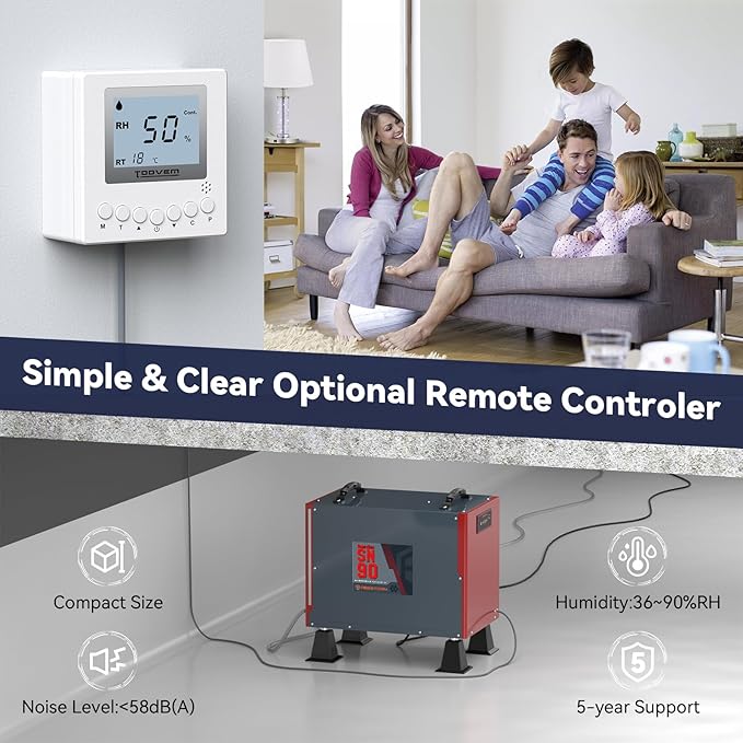 Abestorm 198 Pint Commercial Dehumidifier for Crawlspace, Basement, Large Space up to 2,600 Sq Ft, Industry Water Damage Unit, Auto Defrost, Compact - Image 7