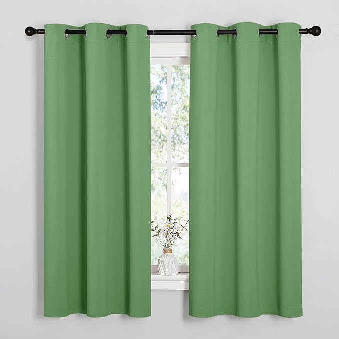 NICETOWN Room Darkening Curtains for Kitchen, Forest Green, Set of 2, 42 inches Wide by 50 inches Long, Window Treatment Thermal Insulated Solid Grommet Room Darkening Curtains/Drapes for Bedroom by NICETOWN