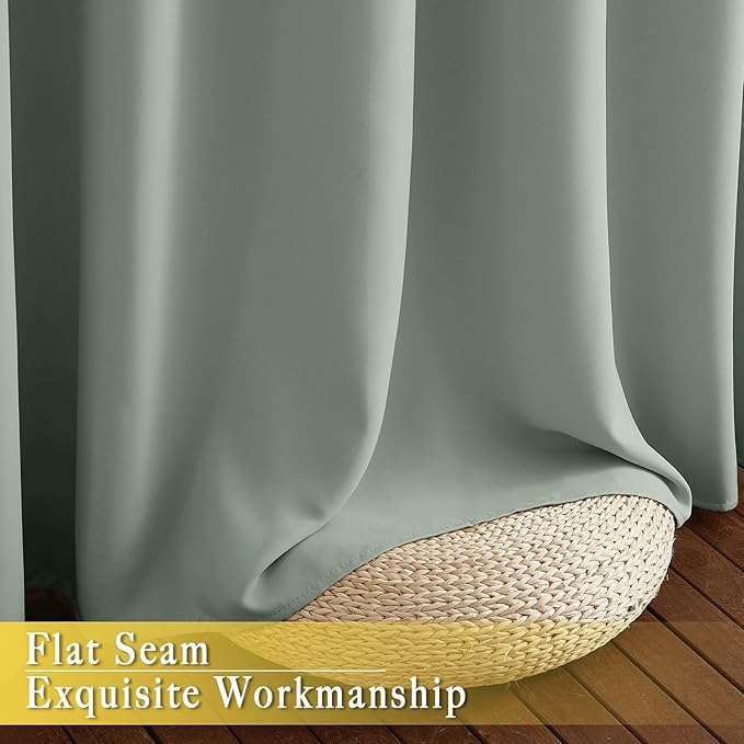 NICETOWN Blackout Sage Green Blackout Curtain for French Door, Grommet Room Divider Curtain Wide Window Treatment Voice Reducing Thermal Drape for Bedroom/Living Room (1 Panel, W80 x L95) - Image 7