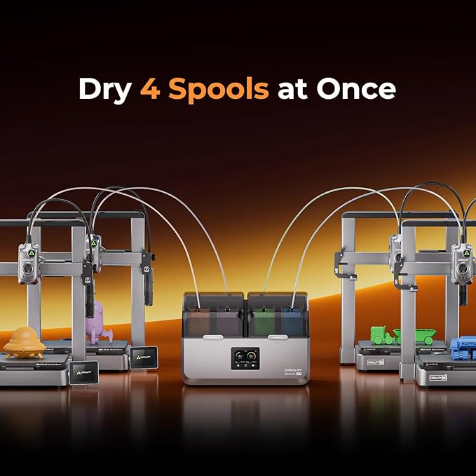 Creality Upgraded Filament Dryer 4 Spools, Space Pi X4 Filament Storage Box, Dual Independent Heating Chambers, Up to 85℃,Compatible with PLA PETG ABS,TPU,PC,PA,PAHT - Image 4