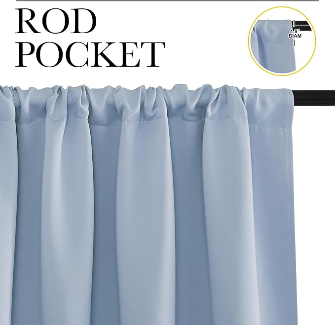 NICETOWN Window Curtains Blackout Drapes, Vintage Blue, 1 Pair, 52 by 84-Inch, Thermal Insulated Solid Rod Pocket Blackout Curtains/Draperies for Living Room - Image 2