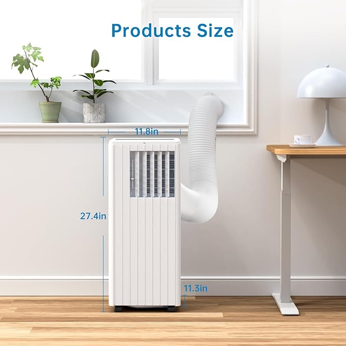 8000 BTUs Portable Air Conditioner with Efficient Cooling, Quiet Portable Cooling AC Up to 350 Sq.Ft. with Dehumidifier, Fan, Sleep Modes, 3-in-1 AC Unit with Remote Control & 24H Timer, White - Image 8