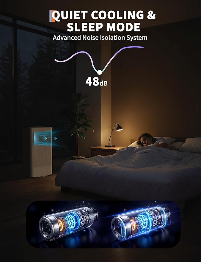 GarveeHome Portable Air Conditioner for Home & Bedroom – 10,000/7000 BTU 3-in-1 AC, Dehumidifier & Fan, Quiet Operation, Remote, 24H Timer, Black Control Panel, US Standard - Image 6