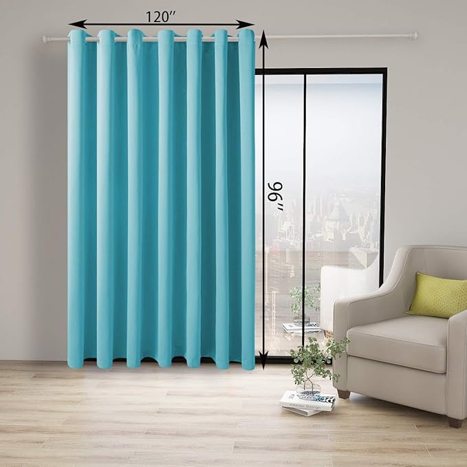 BONZER Extra Wide Room Divider Curtain Total Privacy Wall Noise Reducing Blackout Curtains for Apartment, Studio, 96L x 120W Inch (8L x 10W ft), 1 Panel, Teal - Image 4