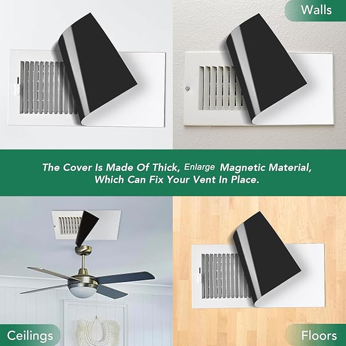 4 Pack Magnetic Vent Covers, Strong Vent Covers 5.5 X 12inch High Strength Magnetic Vent Cover for Floor Wall and Ceiling Registers Home HVAC and AC Vents - Image 2