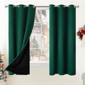 BGment Thermal Insulated 100% Blackout Curtains for Bedroom with Black Liner, Double Layer Full Room Darkening Noise Reducing Grommet Curtain (42 x 63 Inch, Emerald, 2 Panels) by BGment
