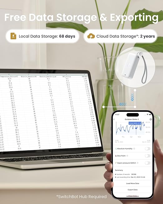 SwitchBot Bluetooth Hygrometer Thermometer 3 Pack with Hub, Smart Humidity Temperature Sensor with App Notifications, 394ft Bluetooth Range, Compatible with Alexa, Google Home, HomeKit - Image 4