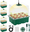 NBPLUS Seed Starter Tray with Grow Light, 5 Pack 60 Cells Seed Starter kit with Humidity Dome and Base, Plant Seedling Trays Indoor Greenhouse Gardening (Green 5 Pack) by NBPLUS