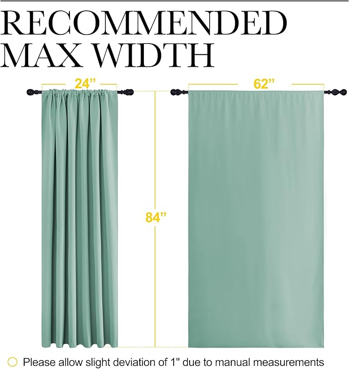 NICETOWN 2 Panels Blackout Curtains, Rod Pocket Thermal Insulated Drapes 84 inches Long, Easy-Care Modern Home Decoration Sunshades for Guest Room, Living Room, Office, 62 x 84 Inch, Aqua - Image 3