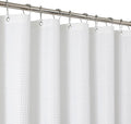 2-in-1 Waterproof Fabric Shower Curtain - No Separate Liner Needed, Hotel-Style Waffle Weave, Effortless Cleaning & Washable Bathroom Shower Curtain Set,72Wx78H,White by THAIGEE