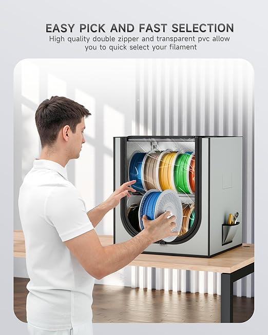 YOOPAI 3D Printer Filament Storage Box with Desiccants - 2 Tiers Metal Filament Storage Rack with Cloth Cover,Holds Up to 24 Rolls of Filaments - 3D Filament Holder for Home, Office Workshop, Studio - Image 8