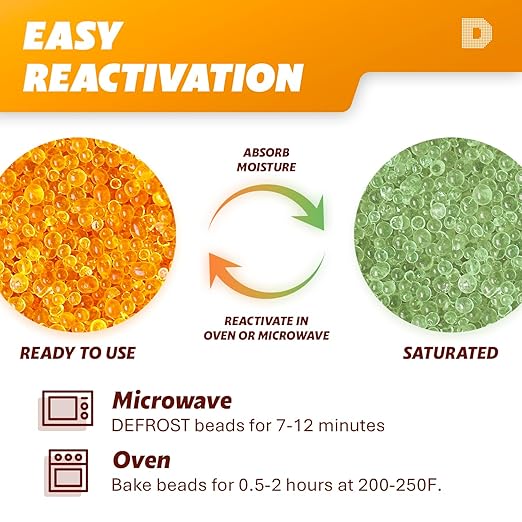 Dry & Dry [3.6 LBS] Premium Orange Indicating Silica Gel Desiccant Beads(Industry Standard 3-5 mm) - Rechargeable Silica Gel Beads(3.6 LBS) - Image 4