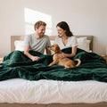 Waterproof Queen Size Blanket for Bed 60''x80'', 3 Layer Lightweight and Stain Proof Bed Blanket Water Proof & Dogs, Blankets Waterproof - Sherpa Cover Mattress Protector(Emerald Green) by GBYcLywBathroomDecor