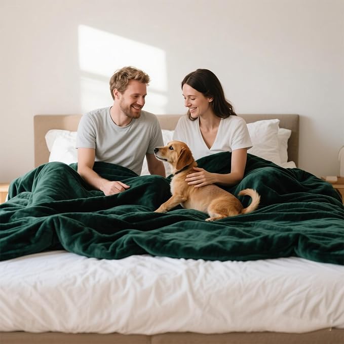 Waterproof Queen Size Blanket for Bed 60''x80'', 3 Layer Lightweight and Stain Proof Bed Blanket Water Proof & Dogs, Blankets Waterproof - Sherpa Cover Mattress Protector(Emerald Green) by GBYcLywBathroomDecor