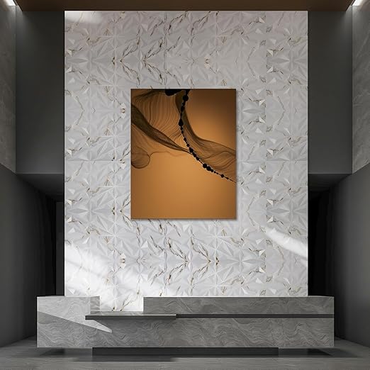 Art3dwallpanels 33 Pack 3D Wall Panel Diamond for Interior Wall Décor, PVC Textured Wall Panels, 12''x12'' Cover 32.Sq.Ft. Gold Veined White - Image 6