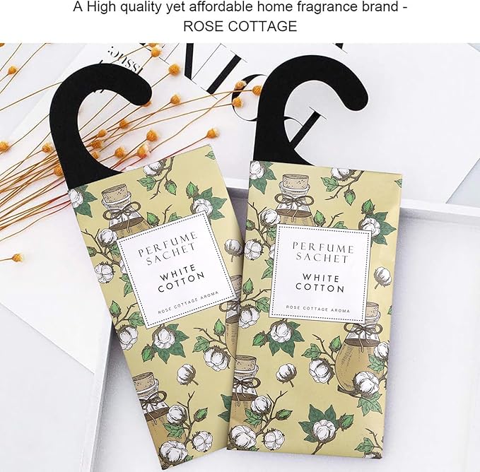 ROSE COTTAGE Large 12 Packs White Cotton Hanging Closet Deodorizer Air Freshener Long Lasting Scented Sachets Smell Goods for House - Image 8