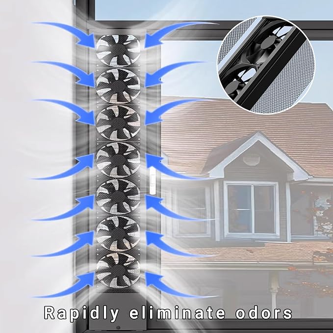 Vertical Window Exhaust Fan for Sliding Windows 5CM Retractable, Adjustable Speed Vertical Vent Fan for Household kitchen Humid and Basements Spaces(Black,49.2-51.2) - Image 5