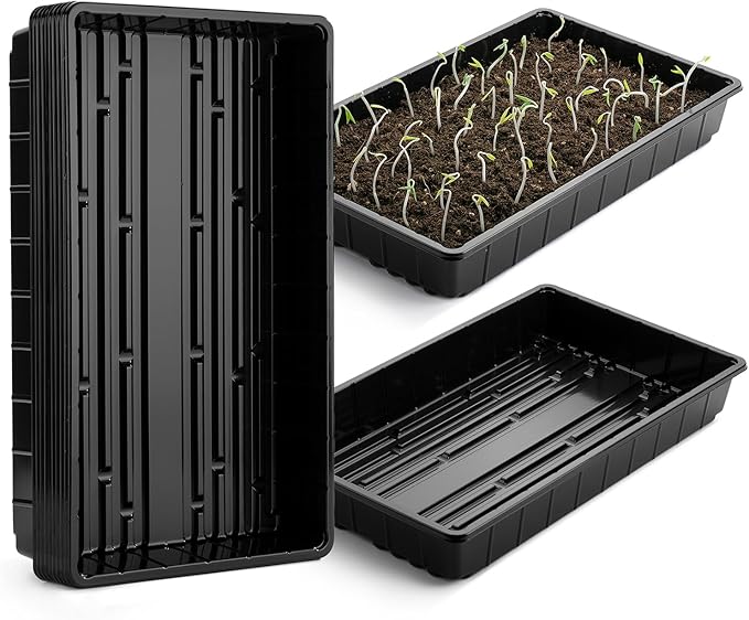 Mr. Pen- Plastic Growing Trays, 10 Pack, Black, 17”x10”, Plant Tray, Seed Tray, Seedling Tray, Propagation Tray, Plant Trays for Seedlings, Seedling Starter Trays, Microgreens Growing Trays by MrPen