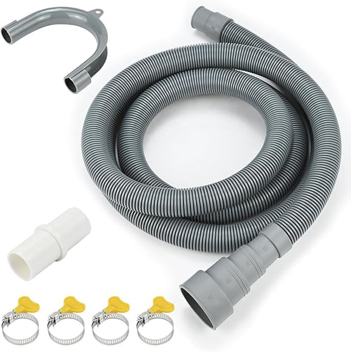 10ft Washing Machine Drain Hose Extension Kit, Universal 7PCS Set with Flexible Hose, 4 Clamps, 1 Adapter & U-Bracket for Washer, Dishwasher, Dehumidifier, Laundry Sink by AhuaWalsong