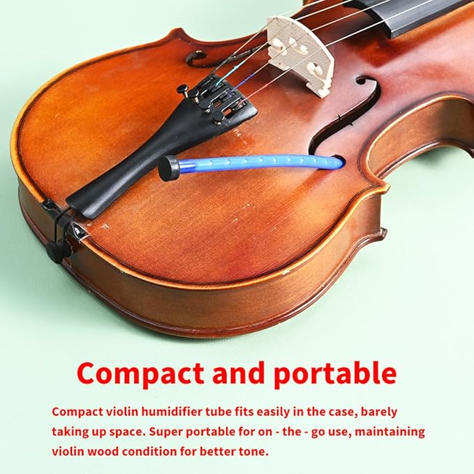 Violin Humidifier F-Hole Moisture Control System - Soft Silicone Tube Prevents Cracking & Warping - High Absorbency Sponge Instrument Maintenance Accessory for 4/4 3/4 Violins & Violas (Blue) - Image 5