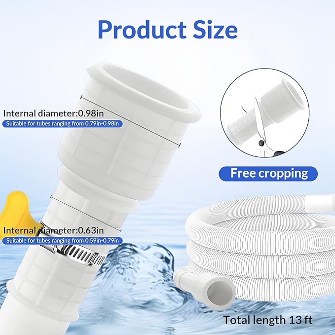 Portable Dehumidifier Drain Hose with Cuttable Rubber Adapter and Clamp,Flexible Universal AC and Dehumidifier Replacement Hose Kit (13FT) - Image 2