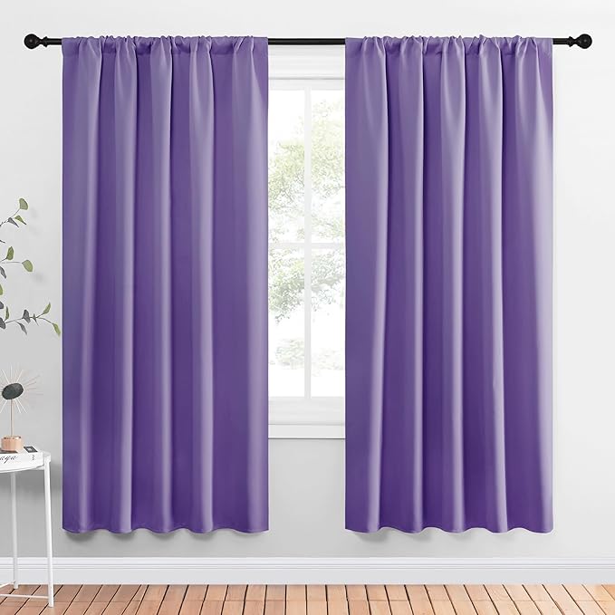 NICETOWN Window Curtains Blackout Drapes, Lilac Purple, 1 Pair, 52 by 72-Inch, Thermal Insulated Solid Rod Pocket Blackout Curtains/Draperies for Living Room by NICETOWN
