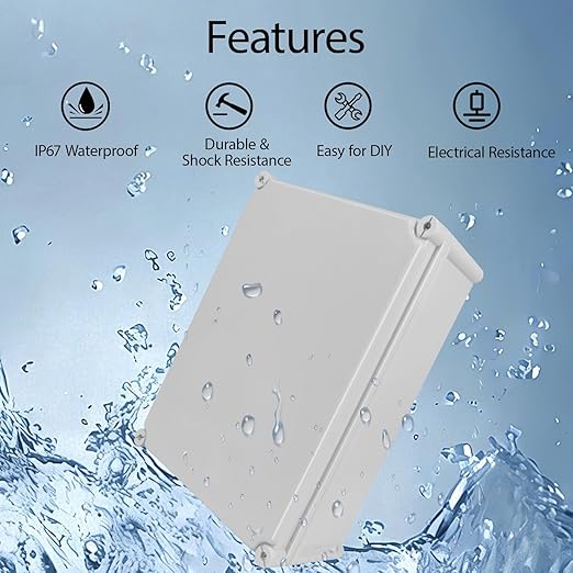 Junction Box，11"x 11"x 5.1" Outdoor Electrical Box with Mounting Plate, IP67 Dustproof Waterproof ABS Plastic Project Box, DIY Electrical Enclosure Gray (280x 280x 130 mm) - Image 5